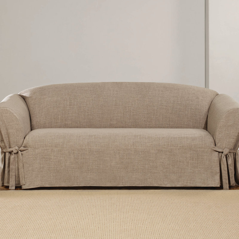 Sure Fit Textured Linen Box Cushion Sofa Slipcover & Reviews Wayfair